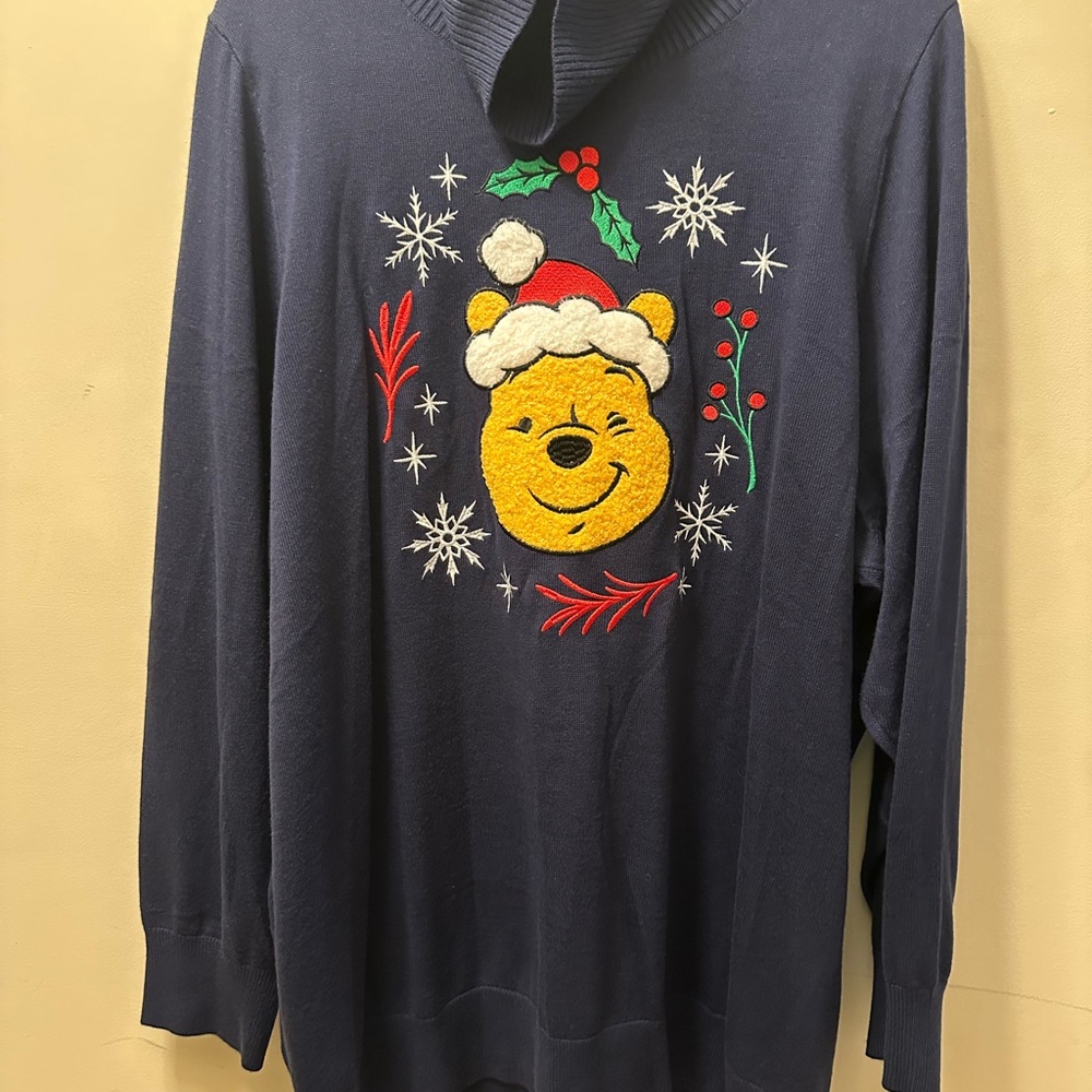 Disney Winnie the Pooh Navy Cowl Neck Knit Sweater